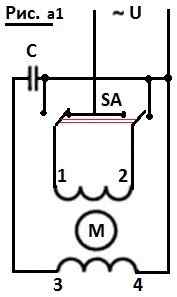 Схема подключения однофазного двигателя с конденсатором на 220 в с реверсом